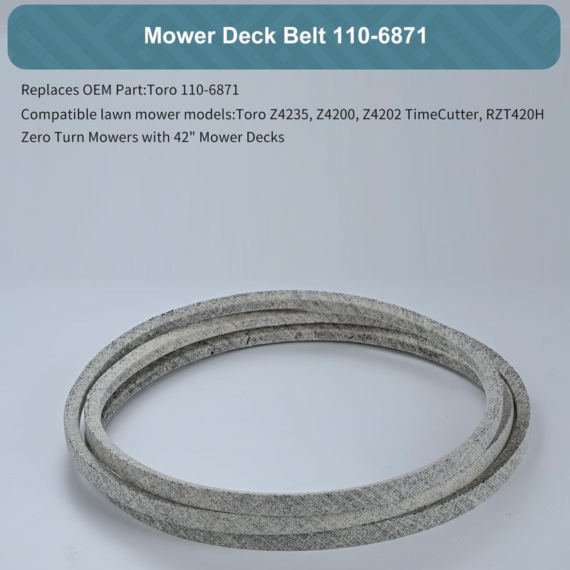 Holdly 1/2 x 112'' Mower Deck Delt 110-6871, Lawn Mower Belt, Kevlar Belt for Toro Toro TimeCutter Z4200 74360 Z4235 Z4202 Z4220 74380 74381 74363 74365 74366 LawnBoy 81270 Z3400HLX 1106871 (110-6871) - Image 1